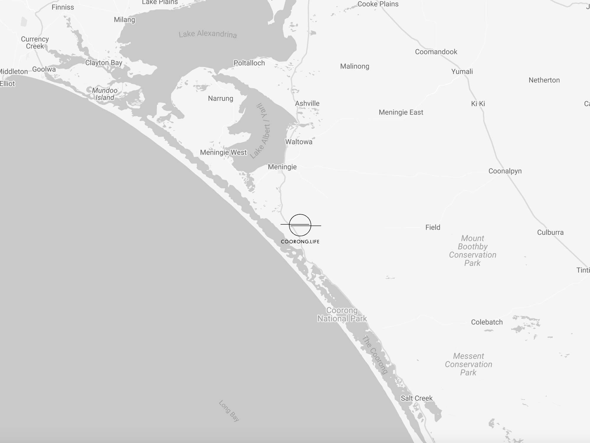 Map of a coastal area with labeled locations