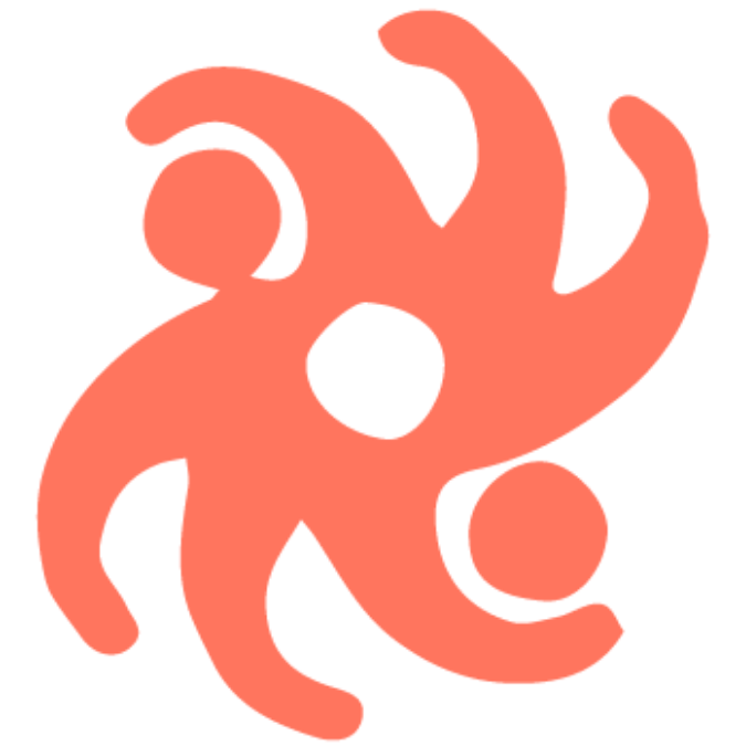 Red abstract symbol on a green background