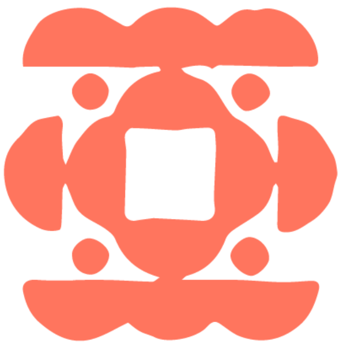 Red decorative symbol on a green background