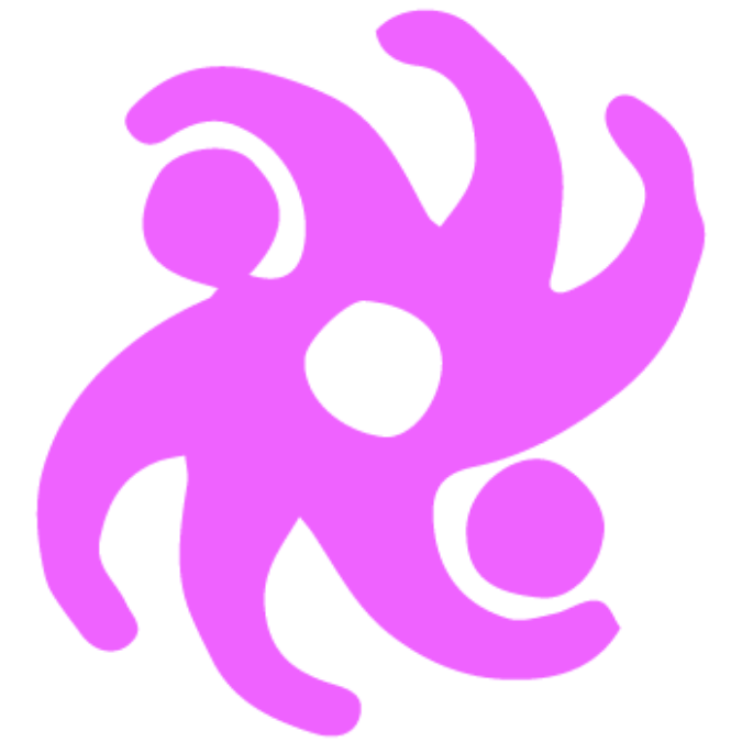 Purple abstract symbol on a green background