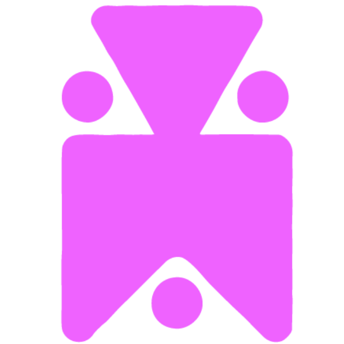 Purple icon of a person sitting on a chair with a green background