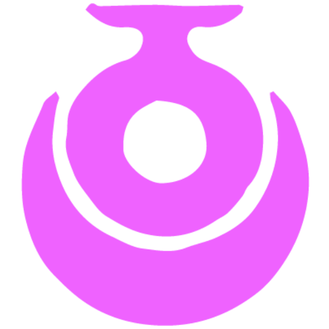 Purple symbol with a central circle on a transparent background