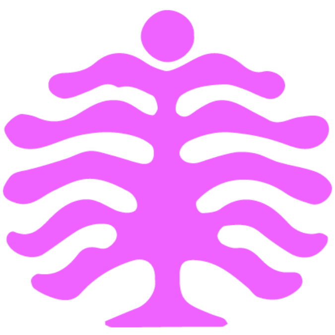 Purple abstract tree-like design on a green background